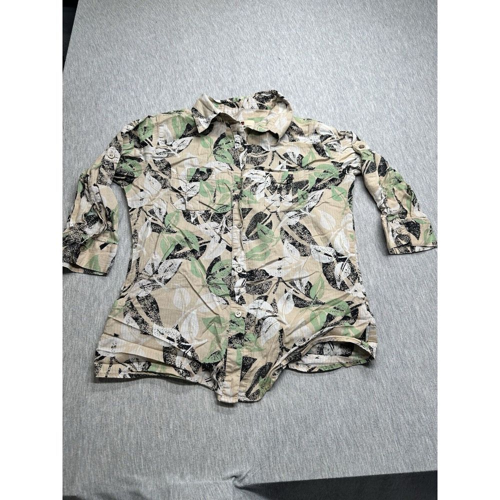 Woolrich Womens  Tropical Hawaiian‎ Casual Button Down Shirt 3/4 Sleeve S